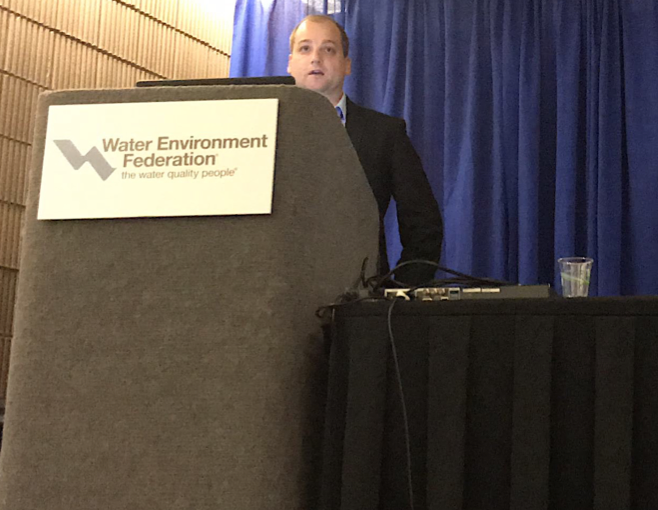 Imre Tóth presents his paper on water aeration at WEFTEC 2018